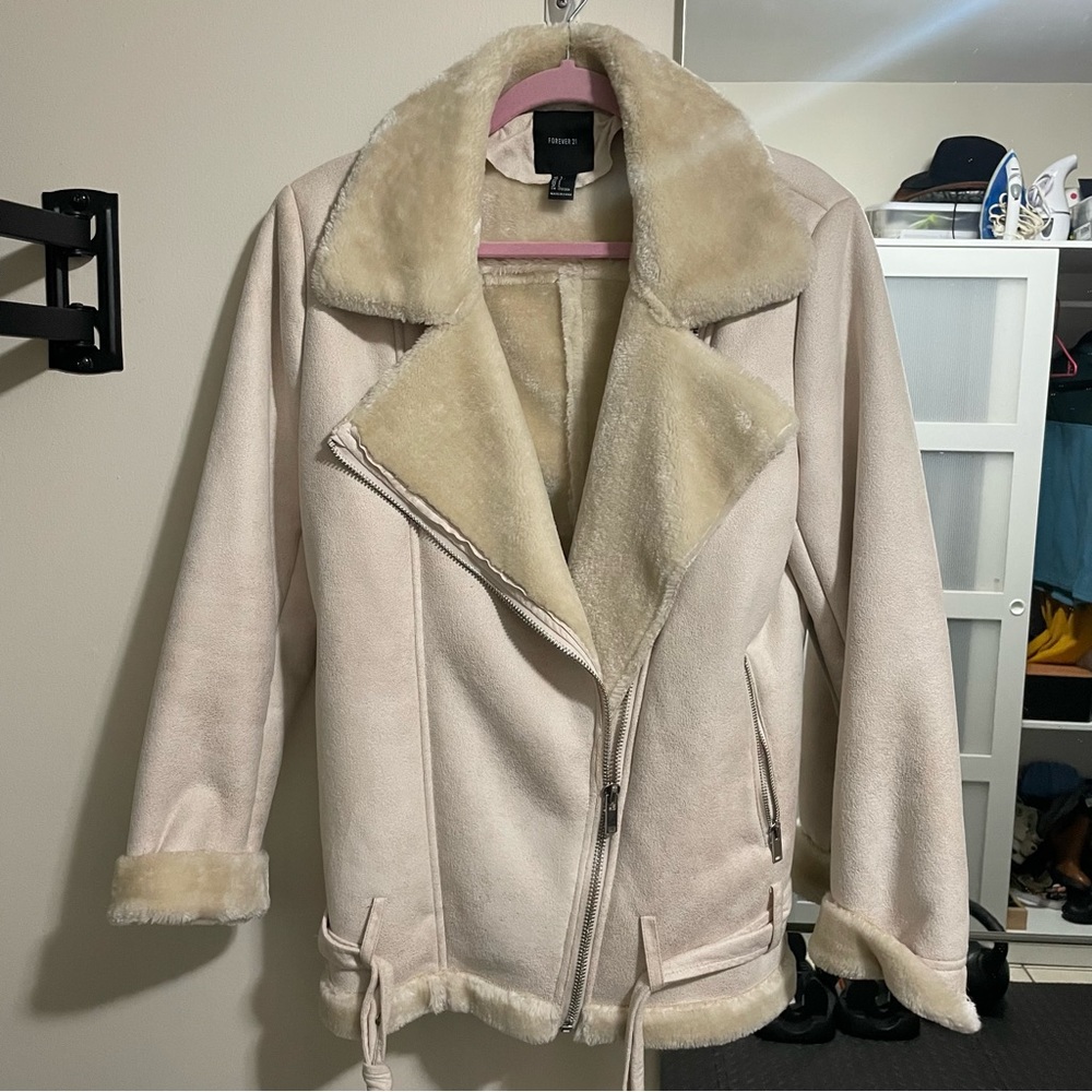 Faux Suede Aviator Jacket